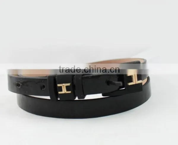 2015 new design fashion belts for black lady skinny PU belts with fashion buckles