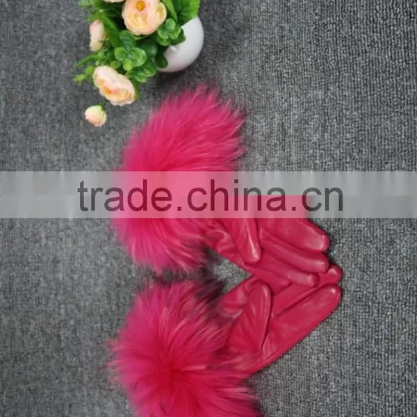 100% Genuine Fur Leather Gloves / Ladies Leather Gloves/Real Fox Fur Leather Gloves photo-2
