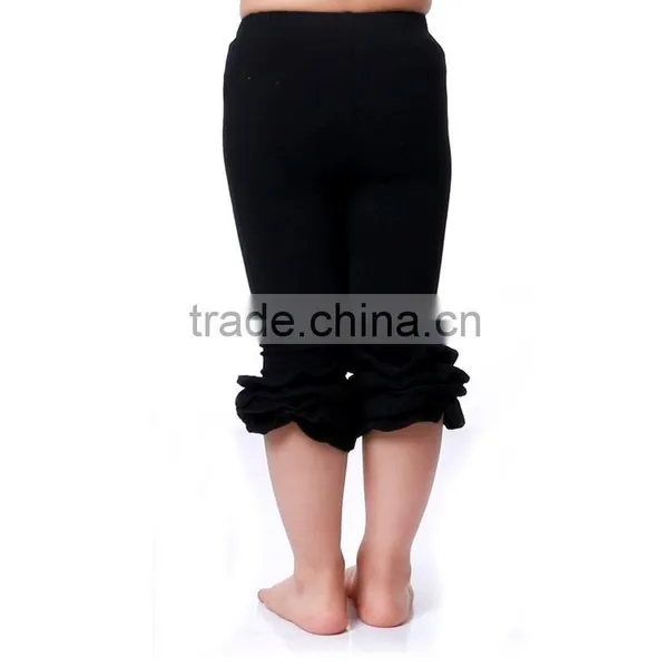 Wholesale Pants 100% Cotton Solid Color Pant Various Colors Triple Ruffle Long Pant for Baby Girls photo-3