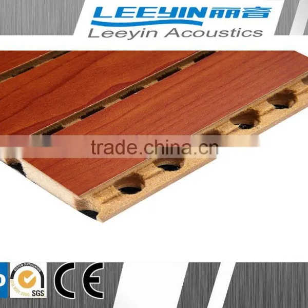 E0 E1 Waterproof Material Wood Panel Outdoor Grooved Acoustic Panels photo-4