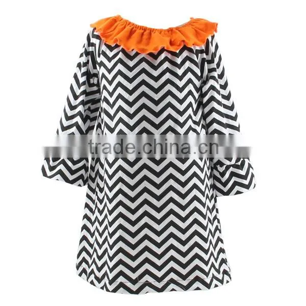 2016 Newest Kids Halloween Costumes Handmade Baby Dress Boutique Fashion Halloween Dress Long Sleeve Chevron Dress photo-4