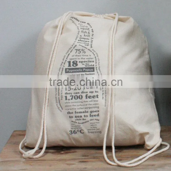 New Fashion Design China Wholesale 100% Cotton Sport Drawstring Backpack photo-6
