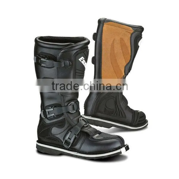 Four Buckules, PU Leather Motorcycle Black Boots