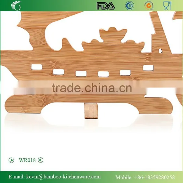 WR018/China Manufacturer Bamboo Wine Rack Wooden Beverage Display Rack Wholesale Decorative Stainless Steel Rack photo-5