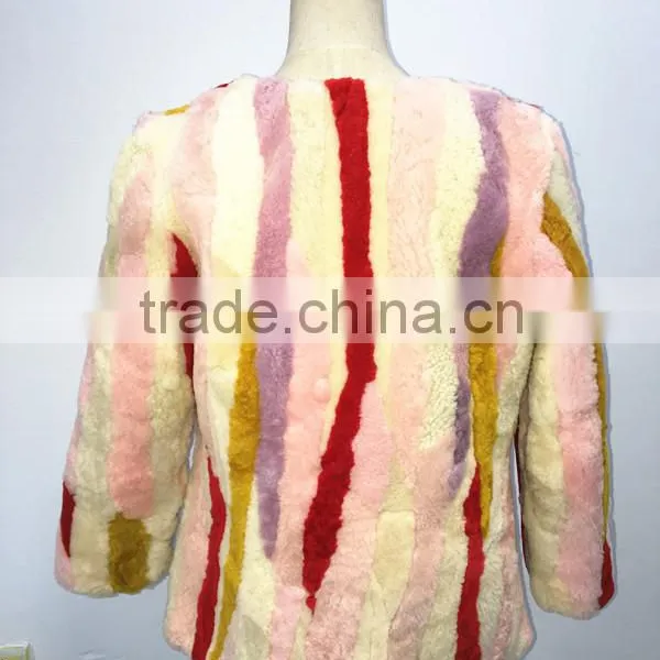 Cheap Price Korea Style Women Short Mixed Color Sheep Fur Coat photo-5
