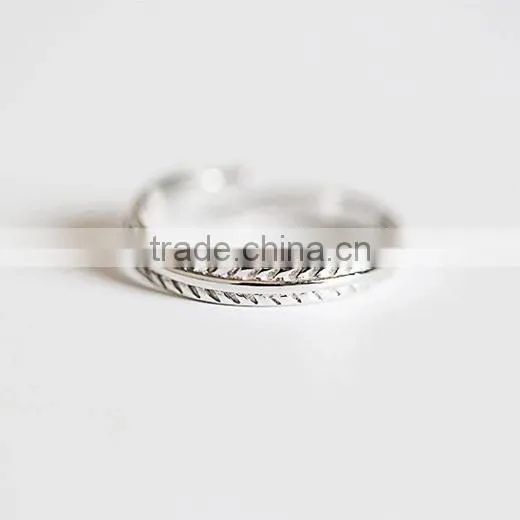 925 Sterling Silver Feather Ring Adjustable Ring Fashion Women Ring Jewelry Supplies 6260551 photo-2