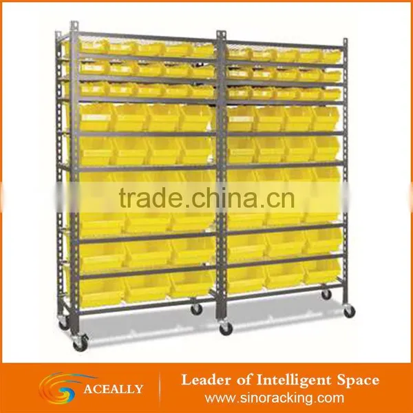 China Rivet Mobile Bin Rack With Wheels Metal Storage Bins photo-4