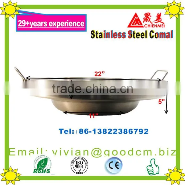 22" Heavy Duty 5" Deep Regular Concave Stainless Steel Comal for Portable Gas Stove photo-6