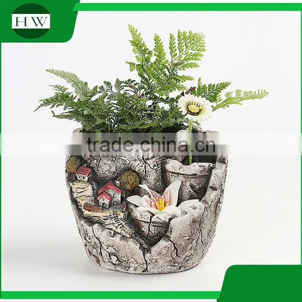 Large Wholesale Cheap Round Cup Shape Cement Garden Flower Pot photo-2