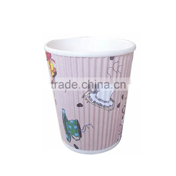4oz 8oz 12oz Colorful Customized Flexo Printed Ripple Paper Cups , Insulated Paper Coffee Cups photo-3