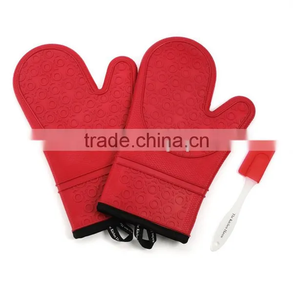 China Kitchen Cooking Oven BBQ Gloves Heat Resistant Grilling Gloves photo-3