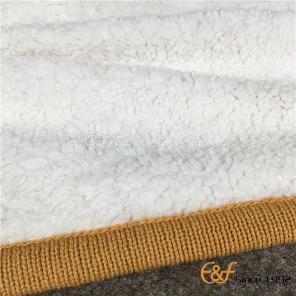 High Quality Cotton Sherpa Composite Knitted Winter Blanket photo-3
