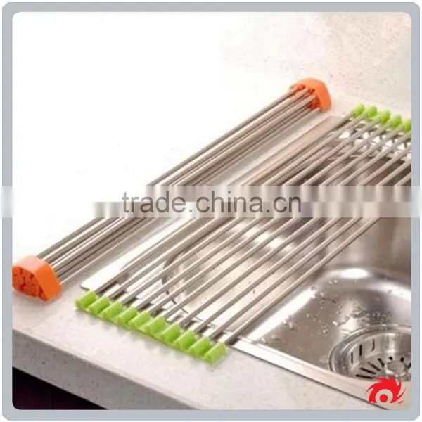 Storage Ideas Kitchen Sink Water Stainless Steel Foldable Dry Fruit Tableware Shelf Dish Drying Rack photo-3
