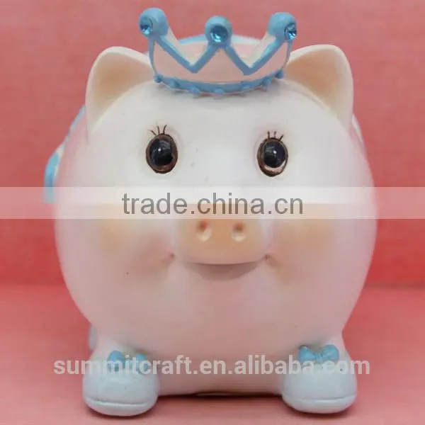 Resin Pink Pig Wearing Crown Piggy Bank Money Boxes Wholesale photo-5