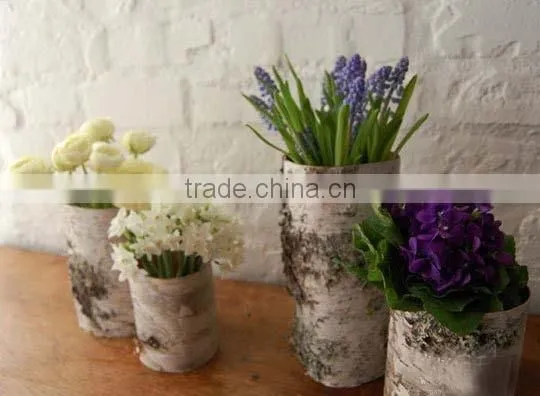 Birch Bark Cylindrical Flower Pot for Wedding Supplies photo-3