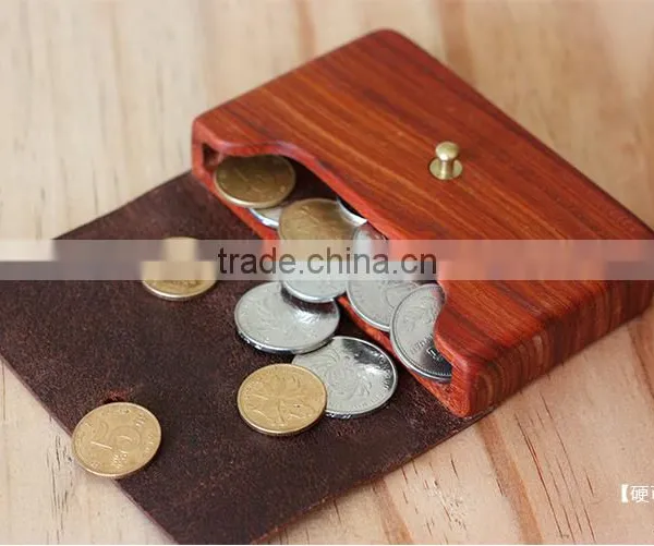 Leather Wooden Card Holder Flat Card Pocket PU Leather Credit Card Holder Wholesale photo-4