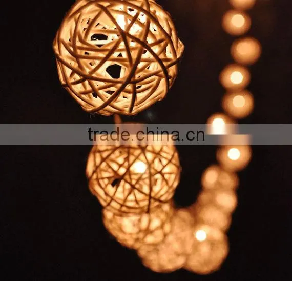 20 Bulbs Handmade Classic White Rattan Ball Fairy Lights photo-2