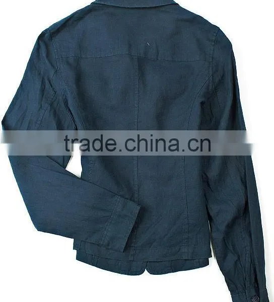 Ladies' 100% Linen Casual Long Sleeve Shirt With Four Pockets photo-2