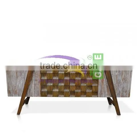 Buffet Modern Style For Living Room With Teak Wood Sloping Legs Model Arizona, Two Tone Color photo-2