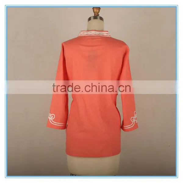 Hot Cotton Linen Clothing Plus Size Blouse Neck Embroidery Design photo-2