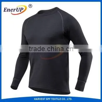Men Knitted Merino Wool Thermal Underwear Tops photo-4