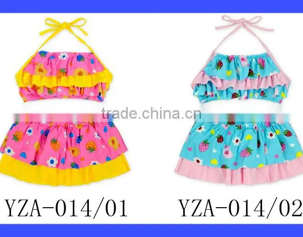 2017 New Design Children Ruffle Halter Cake Wrap Chest Little Girl Swimwear Beach Clothes Top photo-6