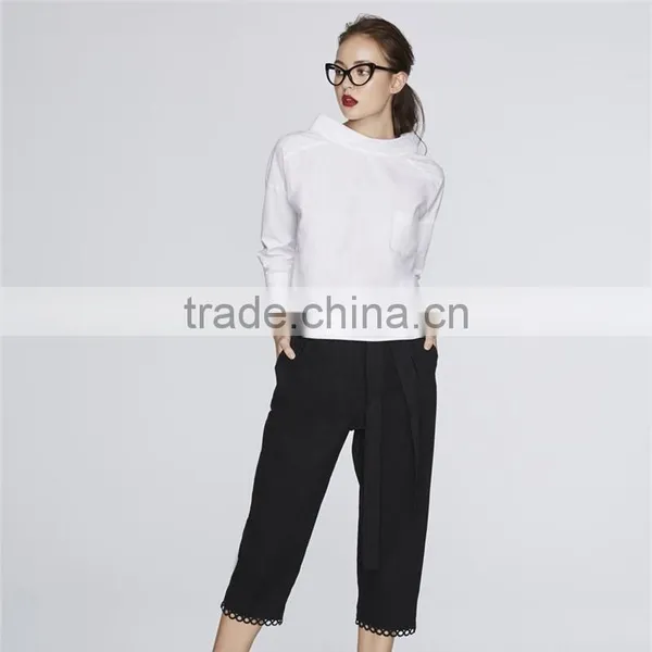 High Neck 3/4 Length Sleeves Fashion Blouse Design Patterns Back Neck photo-3