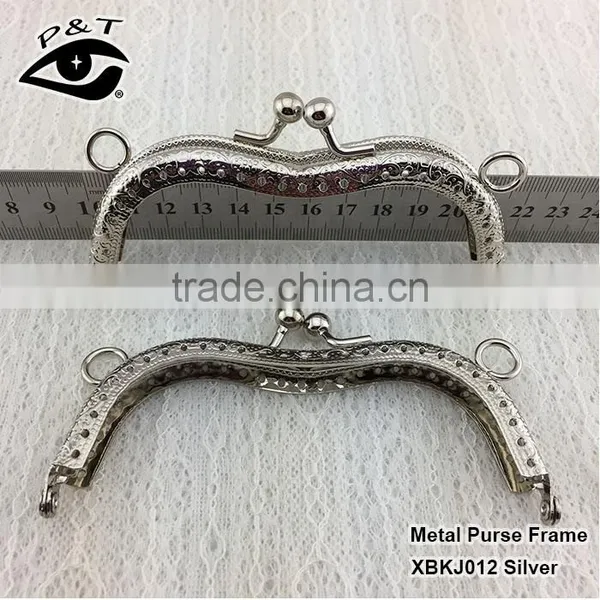 11CM Embossed Silver Metal Clutch Frame With Holes for Purse Bags photo-2