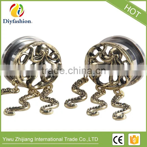 Fashion Stainless Steel Octopus Pendant Ear Plug photo-3