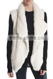 YR078 Fashion Women Style Top Quality Hand Knit Real Rabbit Fur Sleeveless Vest/Australian Market Cropped Rabbit Fur Waistcoat photo-3