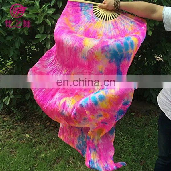 P-9074 New Arrival Dyed 100% Real Silk Long Belly Dance Fan Veil With Size 1.8m and 1.5m photo-4