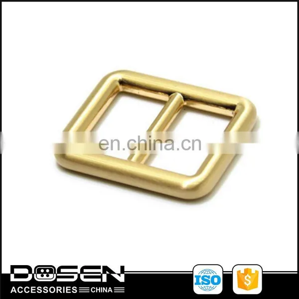 Matte Gold Metal Tri-glide Button Buckle Looped Fasteners Custom Logo Bridle Buckle Sliders for Handbag Leathercraft Strap