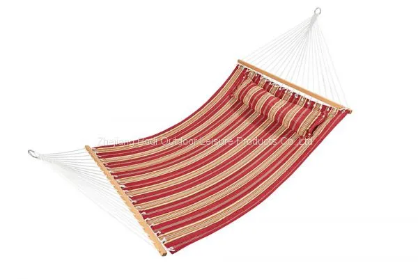 Outdoor Wooden Stick Quilted Hammock Swing Bed With Pillow photo-2