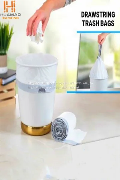 High Quality Trash Bag Plastic Disposable Drawstring Garbage Bags on Roll