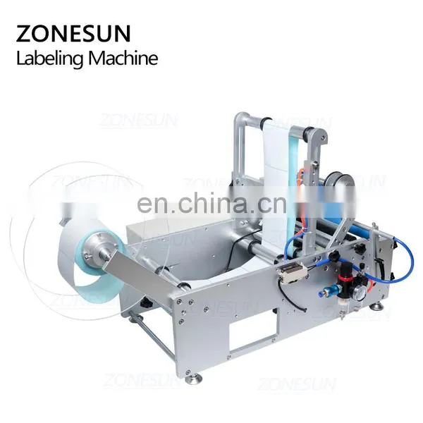 ZONESUN TB-190 Wine Double Side Sticker Round Water Semi Automatic Digital Bottle Labeling Machine For Plastic Bottle photo-5