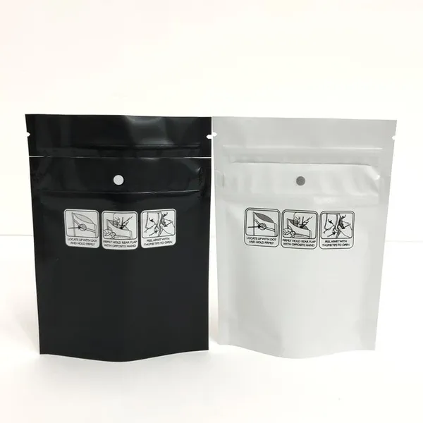 Biodegradable Child Resistant Packaging Bags Black Childproof Mylar Bag Packaging 8th 3.5g 7g 14g 28g