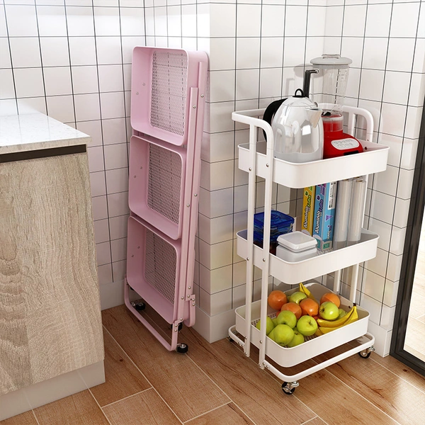 Kitchen Trolley Vegetable Rack Household Carbon Steel Movable Kitchen Trolley