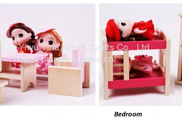 Montessori Toddler Children Toys House Simulation House Diy Wooden Dollhouse DIY Pink Doll House Cottage photo-4