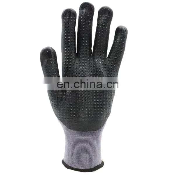 Men Black Knit Nylon Palm Fit PU Coated Gloves En388 Knitting Mechanical Protective Safety Work Gloves photo-5