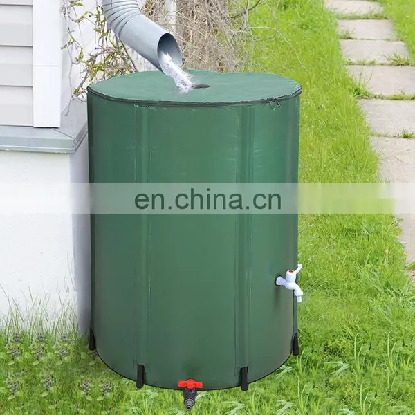 100L Waterproof Green Pvc Tarpaulin Garden Collapsible Rain Water Collector Tank Portable Rainwater Tank Barrel photo-3