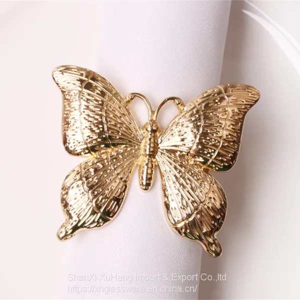 Gold Silver Plated Napkin Ring Holder With Butterfly Design photo-3