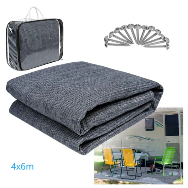 4x6M Groundsheet Awning Carpet With Stainless Steel Eyelets and 1 PVC Bag , 13 Pegs