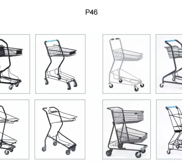 240L American Style Handcart 5 Inch PU Wheel Steel Shopping Trolley for Supermarket （surface : Zinc and Transparent Powder Coating） photo-3