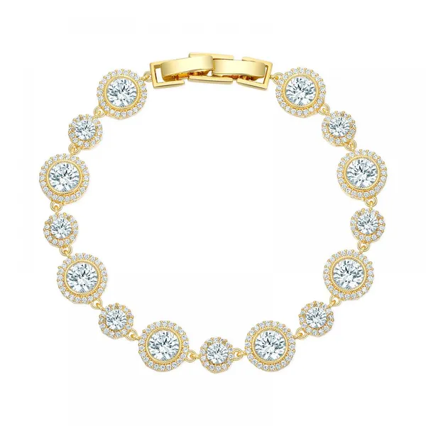 New Micro Zircon Flowers Shaped Bracelets For Women Fashion Jewelry Gold Color photo-5