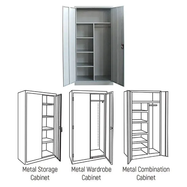 Wholesale Office Furniture Metal Cupboard Steel Wardrobe Clothes Cabinet photo-3