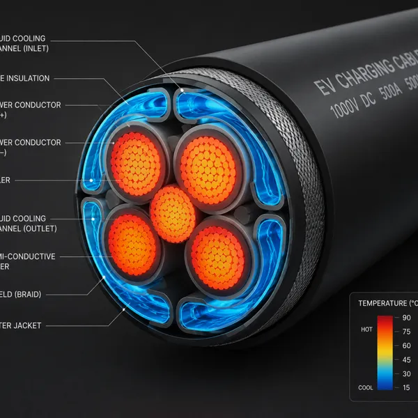 Water-Cooled High Power Charging (HPC) Cable 700A 1500V DC for EV Fast Charging