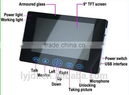 Hot Selling 9''color Wireless Video Door Bell,alarm Video Intercom Doorbell,wireless Unlocking photo-6