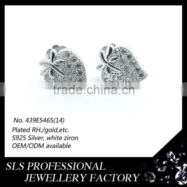 Accessories for Jewelry Wholesale China Earring Stud Design 925 Silver Jewelry Strawberry Shape Earring for Cute Daughter Gift photo-4