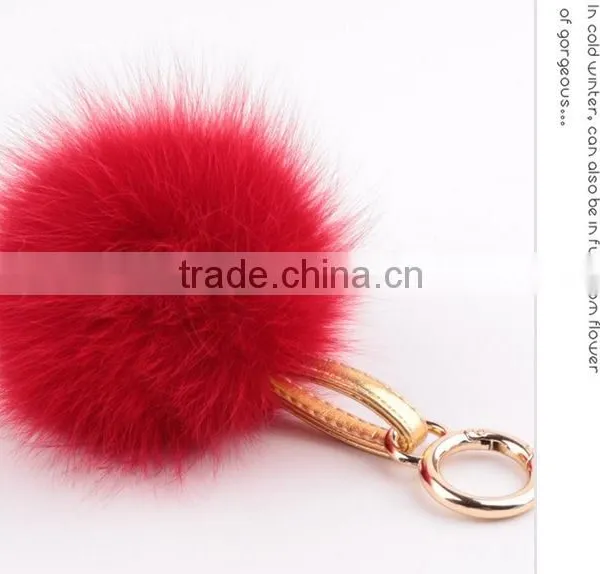 Multi Colors Women Girls Keychain Bag Phone Carkey Ornaments Fox Fur Pom Pom Keyring Quality Choice photo-2