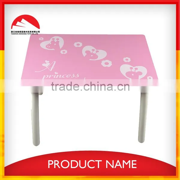 Square Style Pink Wooden Kids Dinning Table